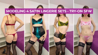 Modeling 4 Satin Lingerie Sets- Try-On Sfw