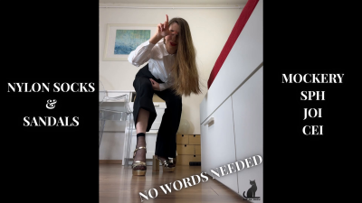 Mockery No Talk Loser SPH JOI CEI Nylon Socks & Sandals