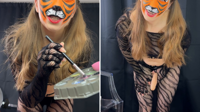 Bunny Boy's Kinky Messy Facepaint & Bodypaint Strapon Fun 4K