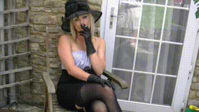 Axa Smoking In Public Wearing Leather Gloves And Going Commando