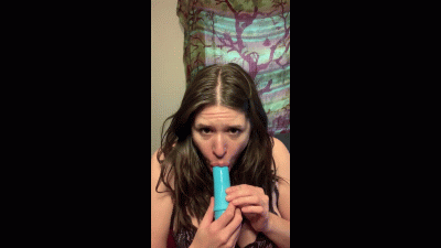 Slobbering And Sucking On Dildo