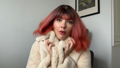 POV Straitjacket Bondage Cream Fur Tease & Denial