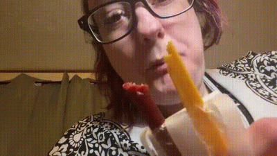 BBW Eating 4 Meat And Cheese Sticks Loud Chewing Up Close Views