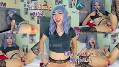 Cute Elf Smoking With Her Cock While Get Her Cumming