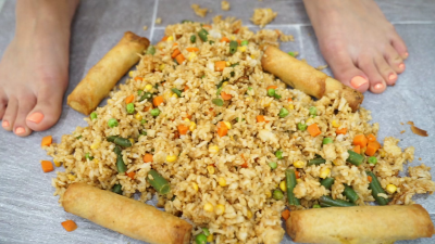 Asian Feet Stepping Fried Rice