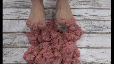 Smashing Ground Beef With My Small Feet