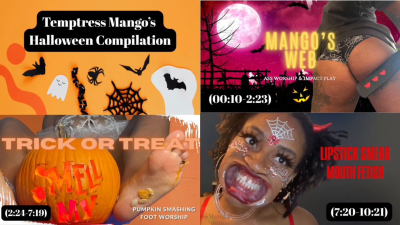 Temptress Mango's Vintage Femdom Halloween Compilation: Ebony Ass Worship, Spanking, Foot Fetish, Wet And Messy, Trampling, Mouth Fetish, Teeth Fetish