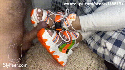 Orange Platform Sport Sandals Footjob