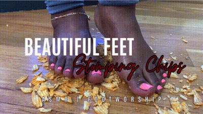Beautiful Feet Stomping On Chips | ASMR | Foot Worship | Food Fetish