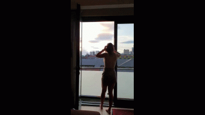 Tease Outside On Balcony