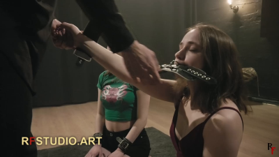 Arina And Foxy Double Bondage On Their Knees For Two Submissive Cuties