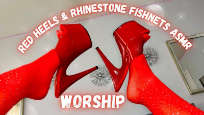 Red Heels & Rhinestone Fishnets ASMR Worship