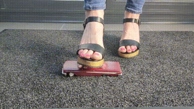 Abby Giantess Toy Car Crush 1961 Chevrolet Impala Ss 409 In Chunky High Heels Low Side View