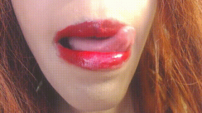 Licking Red Lipstick