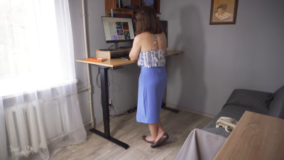 Watching Coworkers Legs In Slit Skirt