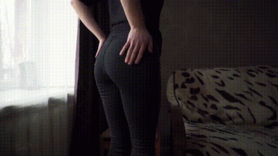 Sexy MILF In Tight Black Jeans Flashing White Thong Whale Tail
