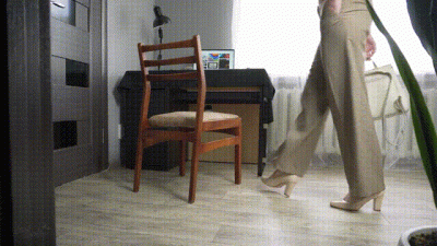 Peeking At Secretary Working In Ripped Pants