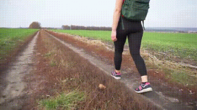 MILF In Black Tights Walks And Teases Her Nice Butt