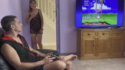 Glued To Playing Sonic The Hedgehog But I Wanted Sex!