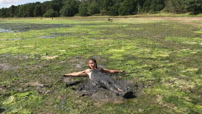 Cute, Muddy And Gunged In Pink At The Estuary