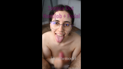 Boy/Girl Tongue Out Handjob And Facial