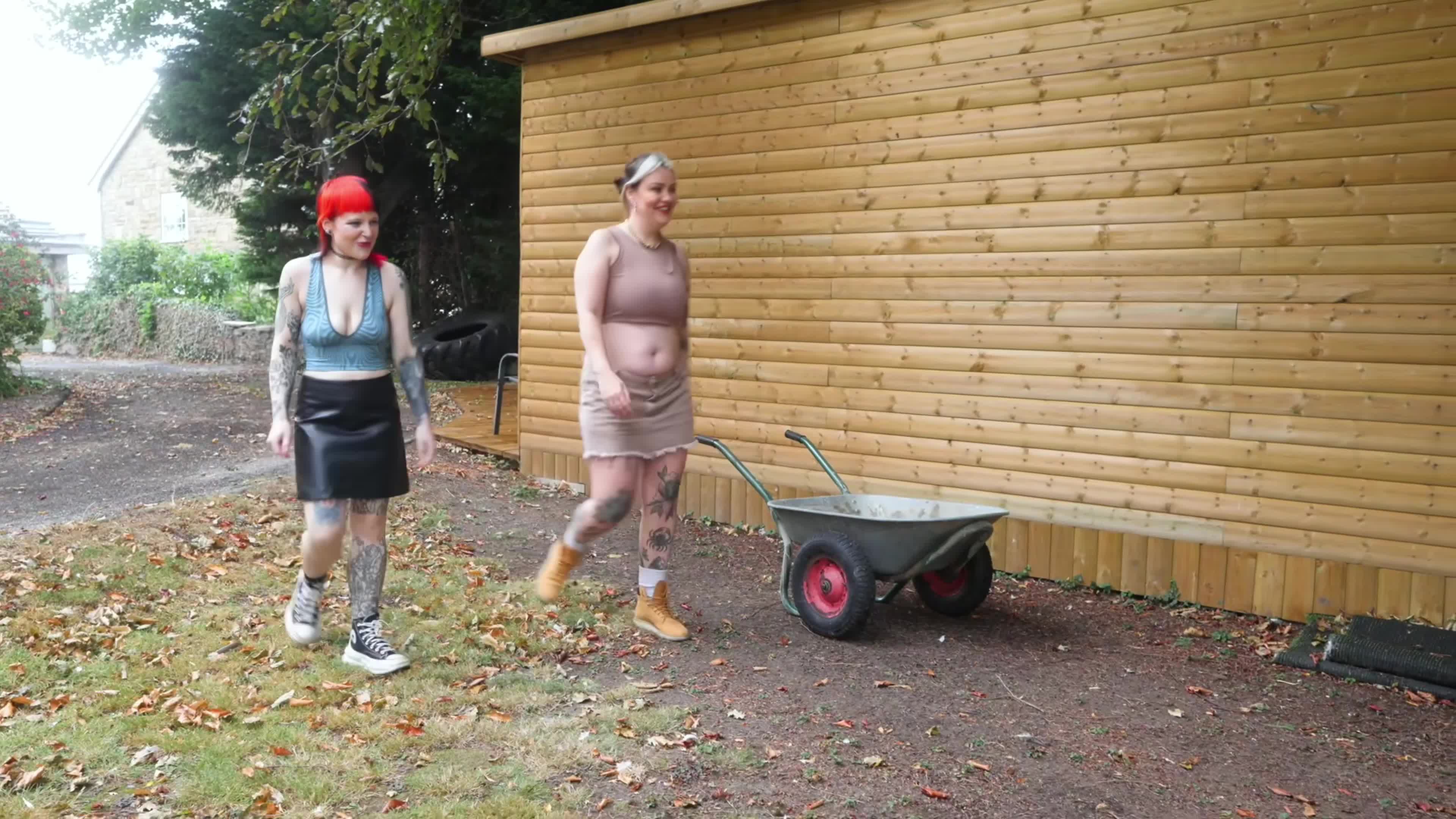 British Femdom Duo Destroys Bookworm Slut: Intense Humiliation, Spitting, And Face Slapping In Stocks