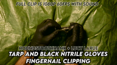 Tarp And Black Nitrile Gloves Fingernail Clipping