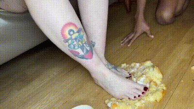 Cake Smashing Foot Domination With Squishy Sax