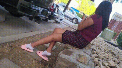Spying On Girl Next Door Shoeplaying And Showing Filthy Socks