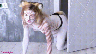 Dress Up As A Charming Kitten And Suck Big Dick And Cum On Belly