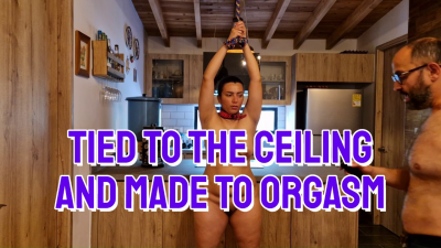 Tied To The Ceiling And Made To Orgasm!