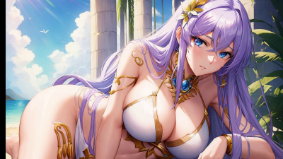 Athena (Saint Seiya) On The Beach