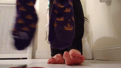 Toe Nails Clipping With A Quick Taking Of Socks, In The Bathroom