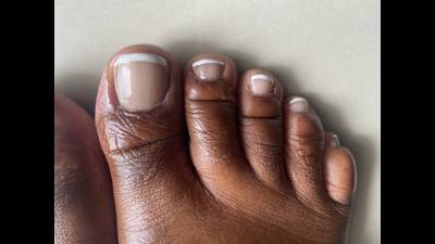Oiled Up Ebony French Pedicured Toes