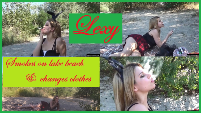 Lexy Smokes On Lake Beach And Changes Clothes