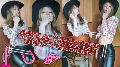 Sexy Long-Legged Cowgirl Elsa Is A Heavy Smoker
