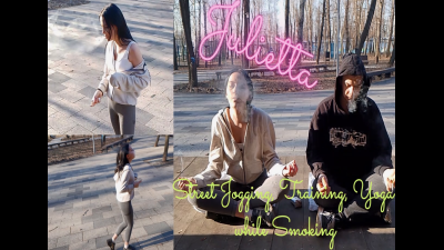 Street Jogging, Training, Yoga While Smoking