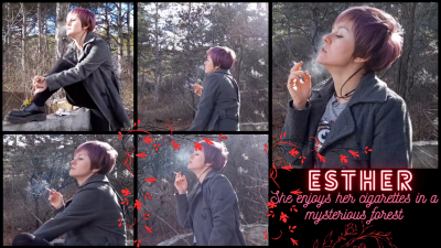 Esther Enjoys Cigarettes In Mysterious Forest