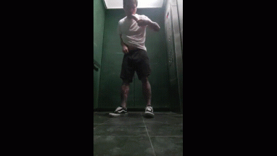 Elevator Dildo Fuck Cumshot