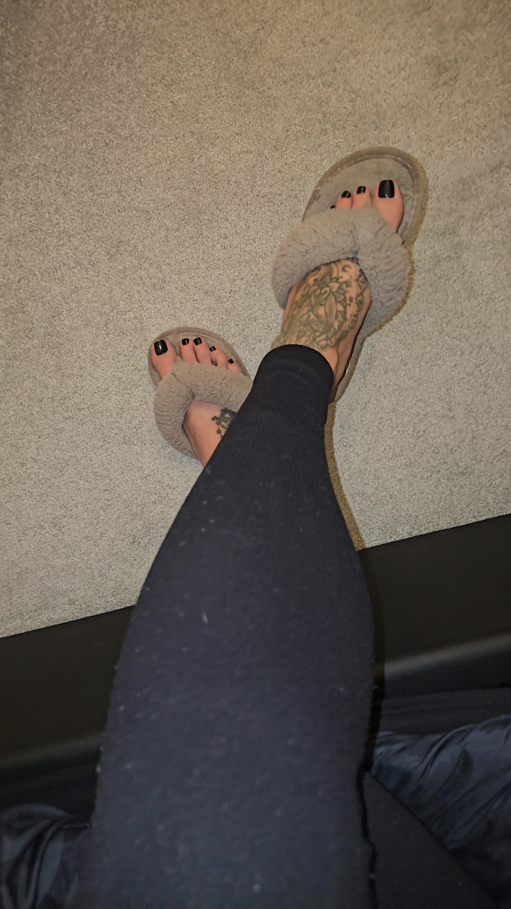 Foot Dangle Tease With Slippers