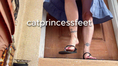 Rubber Thong Sandal Show And Dangles, Summer Dress, Red Toes, Semi Dirty Soles
