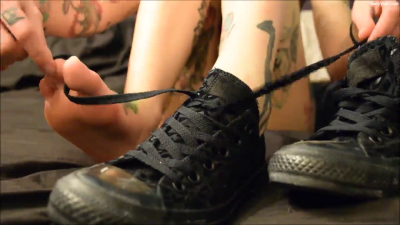 Converse Foot Tease With Unpainted Nails