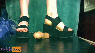 Gentle Cock Trampling Cbt In Wedge Heels Cum Onto Toes