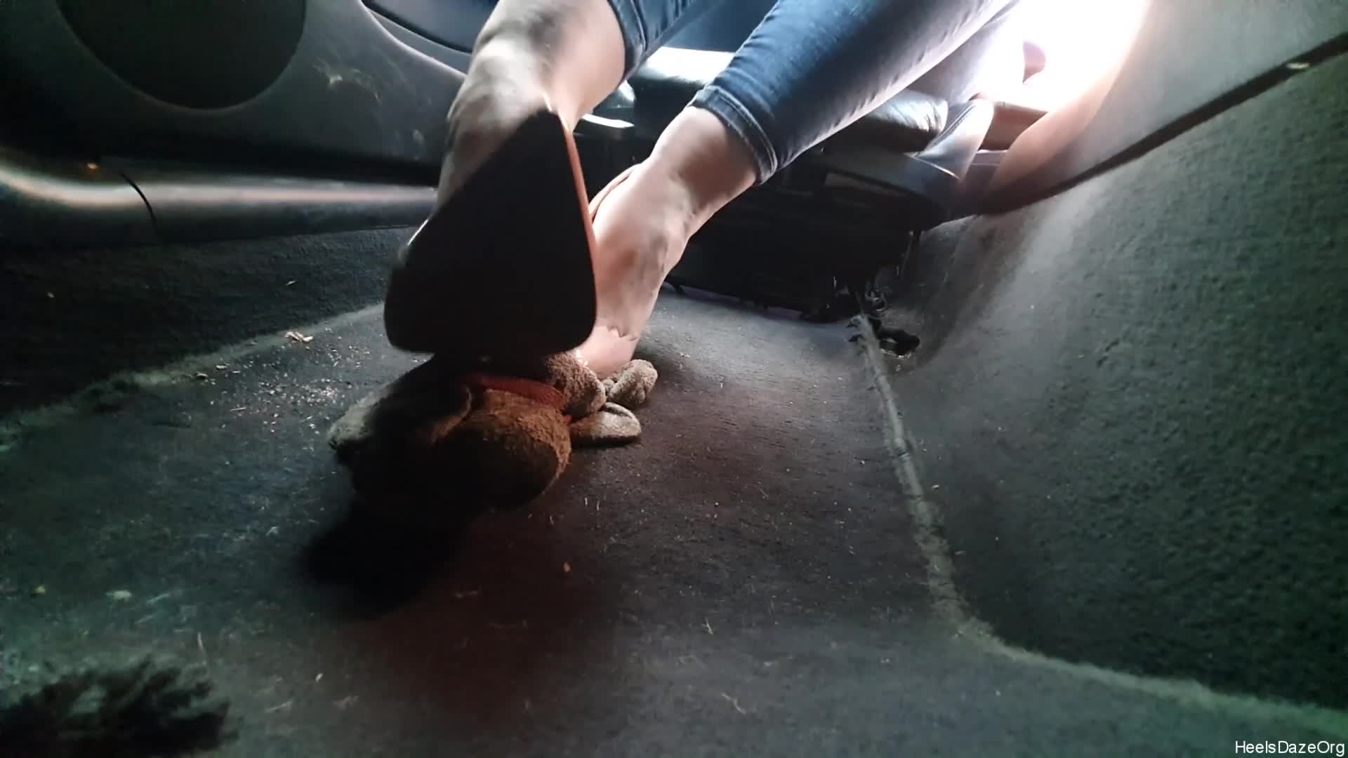 Candid Plushie Trample In Bmw E46 Nude Stiletto Heels