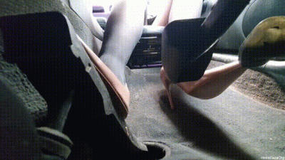 Driving Bmw E46 In Nude Stilettos Wobbly Gas Pedal