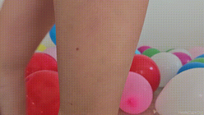 Popping Balloons In Nude Stiletto Heels