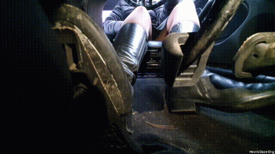 Driving Bmw E46 In Black Leather Boots Perfect Angle