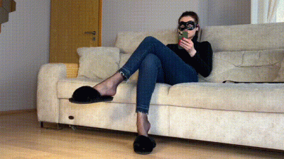 Foot Goddess Lora Dangling My Slippers With My Nylon Feet