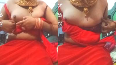 Indian Gay Crossdresser Bottom Gaurisissy Real XXX Nude Video Call In Red Saree