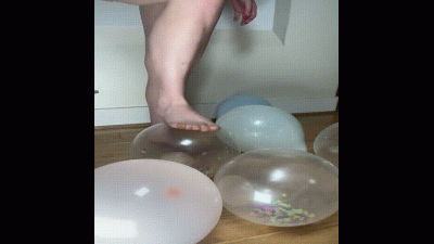 Bare Feet Balloon Stomping And Teasing